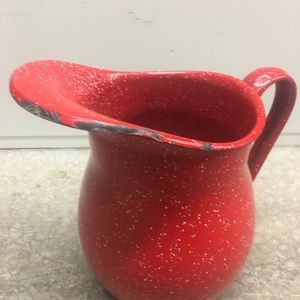 Crate and Barrel red tinware pitcher